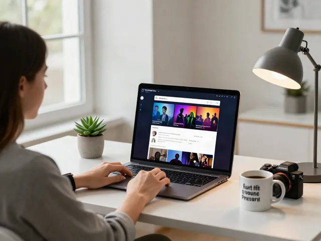 Pikashow Mac setup in a modern home office with a sleek MacBook displaying streaming content.