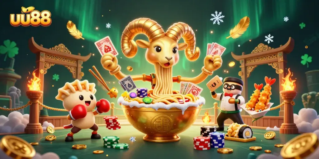 uu88 interactive casino scene featuring vibrant characters amid swirling betting elements