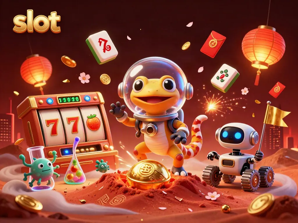 Experience thrilling slot games with vibrant casino visuals and dynamic characters.