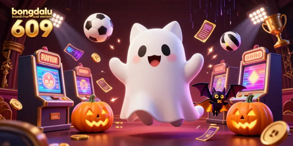Watch the vibrant scene of the ghost cat and bat in the haunted casino; bongdalu logo 609 featured.