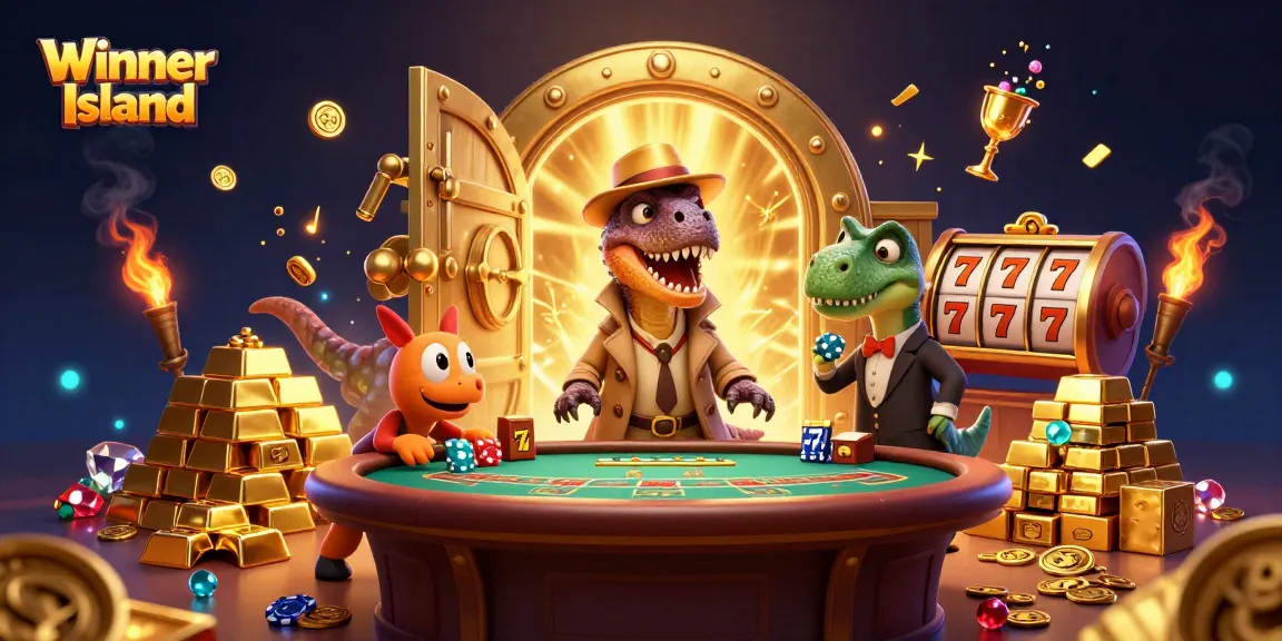 Spin and win at Winner Island Casino with thrilling Blackjack action featuring cartoon characters.