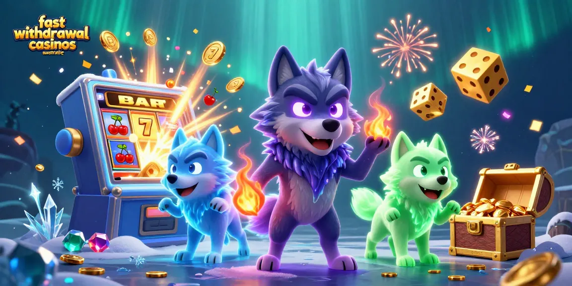 Experience fast withdrawal casinos australia with a thrilling 3D illustration showcasing dynamic gaming elements.